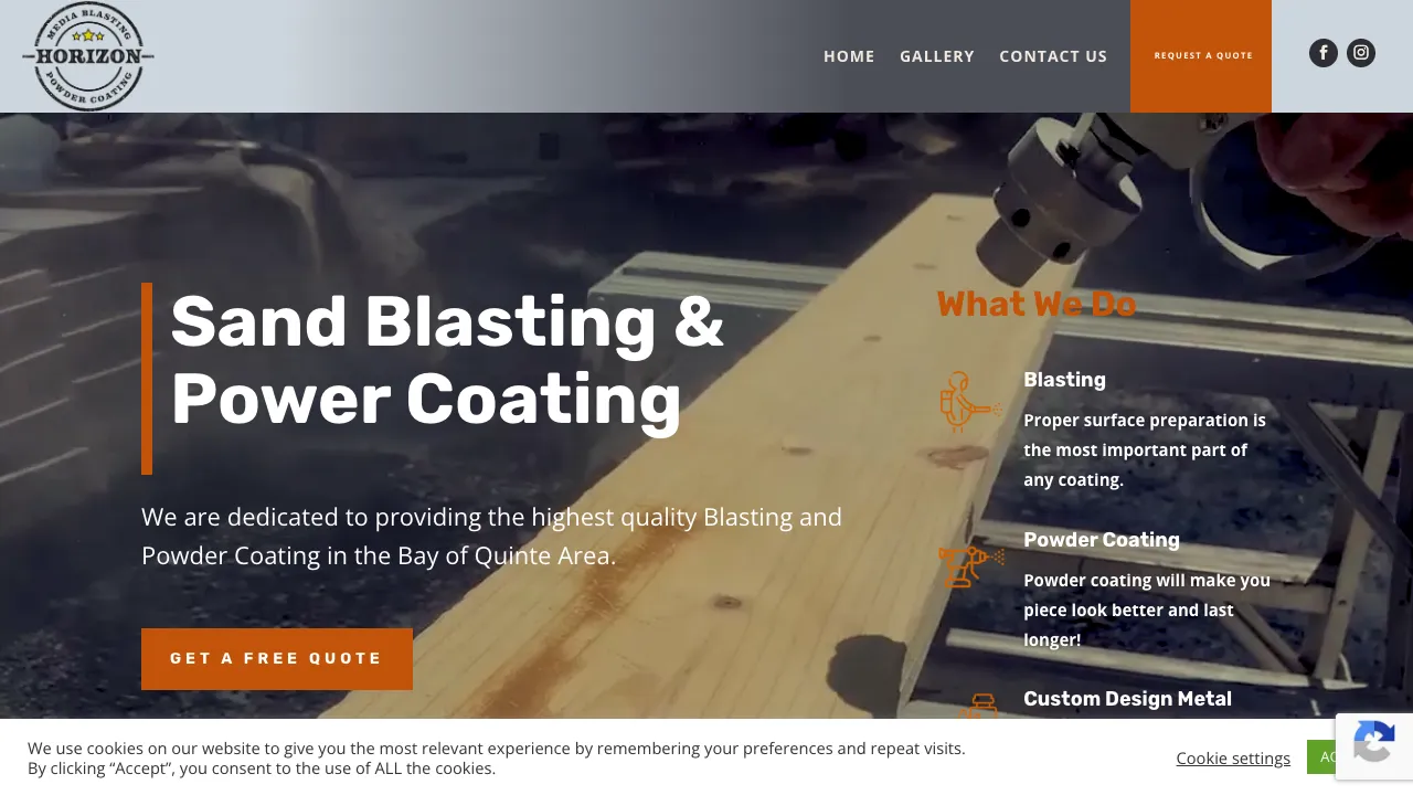 Horizon Blasting website